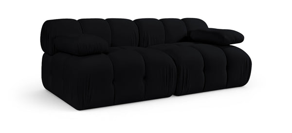 Meridian Furniture Orin Two Piece Modular Sofa in Stain Resistant Black Velvet for Modern Living Rooms 671Black-S2B