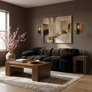 Meridian Furniture Orin Two Piece Modular Sofa in Stain Resistant Black Velvet for Modern Living Rooms 671Black-S2B