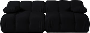 Meridian Furniture Orin Two Piece Modular Sofa in Stain Resistant Black Velvet for Modern Living Rooms 671Black-S2B