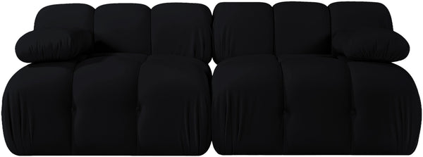 Meridian Furniture Orin Two Piece Modular Sofa in Stain Resistant Black Velvet for Modern Living Rooms 671Black-S2B