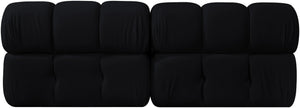 Meridian Furniture Orin Two Piece Modular Sofa in Stain Resistant Black Velvet for Modern Living Rooms 671Black-S2B