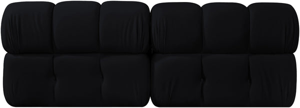Meridian Furniture Orin Two Piece Modular Sofa in Stain Resistant Black Velvet for Modern Living Rooms 671Black-S2B