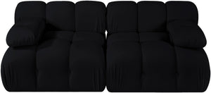 Meridian Furniture Orin Two Piece Modular Sofa in Stain Resistant Black Velvet for Modern Living Rooms 671Black-S2B