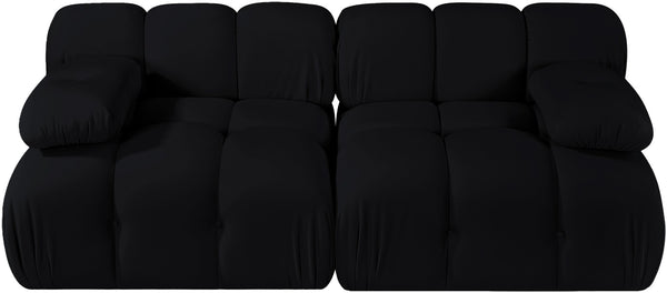 Meridian Furniture Orin Two Piece Modular Sofa in Stain Resistant Black Velvet for Modern Living Rooms 671Black-S2B