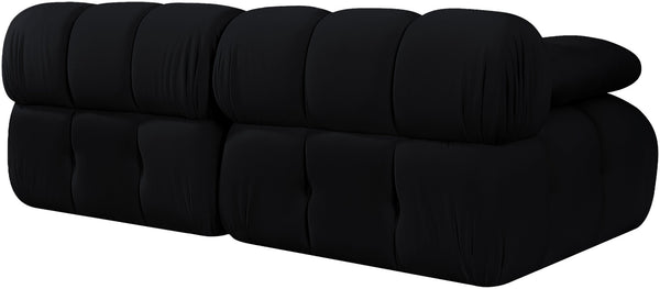 Meridian Furniture Orin Two Piece Modular Sofa in Stain Resistant Black Velvet for Modern Living Rooms 671Black-S2B