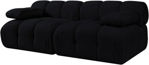 Meridian Furniture Orin Two Piece Modular Sofa in Stain Resistant Black Velvet for Modern Living Rooms 671Black-S2B