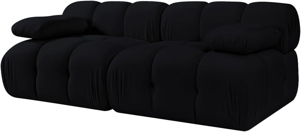Meridian Furniture Orin Two Piece Modular Sofa in Stain Resistant Black Velvet for Modern Living Rooms 671Black-S2B