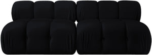 Meridian Furniture Orin Two Piece Modular Sofa in Stain Resistant Black Velvet for Modern Living Rooms 671Black-S2B