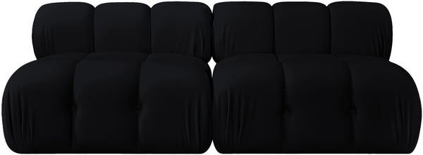 Meridian Furniture Orin Two Piece Modular Sofa in Stain Resistant Black Velvet for Modern Living Rooms 671Black-S2B