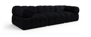 Meridian Furniture Orin Three Piece Modular Sofa in Black Velvet Performance Fabric for Modern Living 671Black-S3A