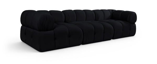 Meridian Furniture Orin Three Piece Modular Sofa in Black Velvet Performance Fabric for Modern Living 671Black-S3A