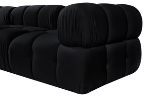 Meridian Furniture Orin Three Piece Modular Sofa in Black Velvet Performance Fabric for Modern Living 671Black-S3A
