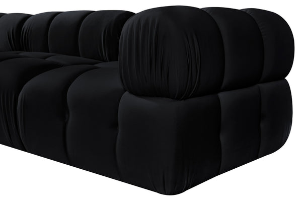 Meridian Furniture Orin Three Piece Modular Sofa in Black Velvet Performance Fabric for Modern Living 671Black-S3A