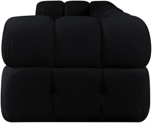 Meridian Furniture Orin Three Piece Modular Sofa in Black Velvet Performance Fabric for Modern Living 671Black-S3A