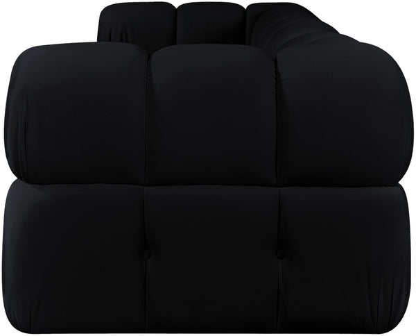 Meridian Furniture Orin Three Piece Modular Sofa in Black Velvet Performance Fabric for Modern Living 671Black-S3A