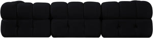 Meridian Furniture Orin Three Piece Modular Sofa in Black Velvet Performance Fabric for Modern Living 671Black-S3A