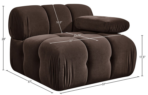 Meridian Furniture Orin Modular Lounge Chair Plush Velvet Upholstery with Repositionable Arm for Living Rooms Brown 671Brown-Chair