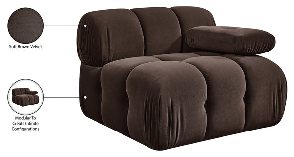 Meridian Furniture Orin Modular Lounge Chair Plush Velvet Upholstery with Repositionable Arm for Living Rooms Brown 671Brown-Chair