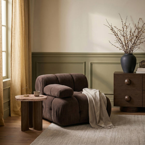 Meridian Furniture Orin Modular Lounge Chair Plush Velvet Upholstery with Repositionable Arm for Living Rooms Brown 671Brown-Chair