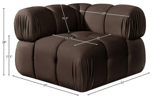 Meridian Furniture Orin Modular Corner Lounge Chair Plush Performance Velvet with Locking Latches for Sectional Use Brown 671Brown-Corner