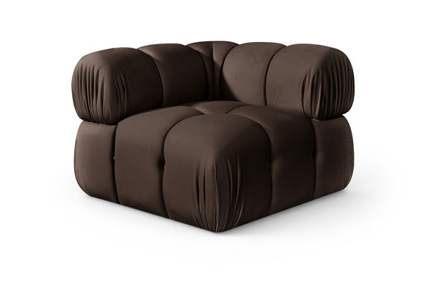 Meridian Furniture Orin Modular Corner Lounge Chair Plush Performance Velvet with Locking Latches for Sectional Use Brown 671Brown-Corner