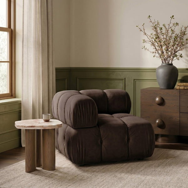 Meridian Furniture Orin Modular Corner Lounge Chair Plush Performance Velvet with Locking Latches for Sectional Use Brown 671Brown-Corner
