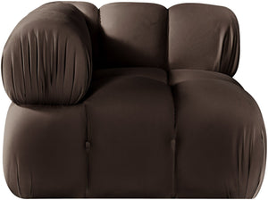 Meridian Furniture Orin Modular Corner Lounge Chair Plush Performance Velvet with Locking Latches for Sectional Use Brown 671Brown-Corner