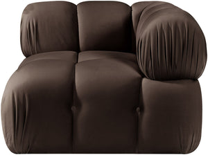Meridian Furniture Orin Modular Corner Lounge Chair Plush Performance Velvet with Locking Latches for Sectional Use Brown 671Brown-Corner