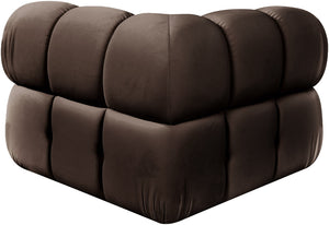 Meridian Furniture Orin Modular Corner Lounge Chair Plush Performance Velvet with Locking Latches for Sectional Use Brown 671Brown-Corner