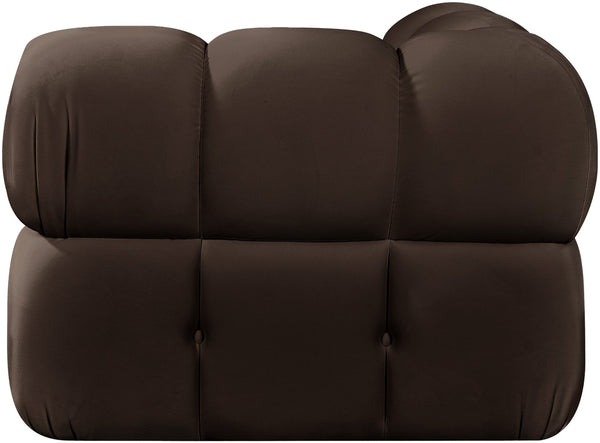 Meridian Furniture Orin Modular Corner Lounge Chair Plush Performance Velvet with Locking Latches for Sectional Use Brown 671Brown-Corner