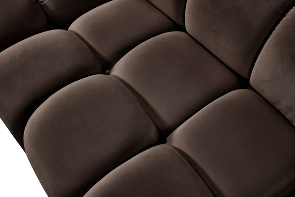 Meridian Furniture Orin Modular Corner Lounge Chair Plush Performance Velvet with Locking Latches for Sectional Use Brown 671Brown-Corner