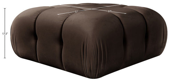 Meridian Furniture Orin Velvet Modular Ottoman with Linkable Modules and Stain Resistant Fabric for Living Rooms Brown 671Brown-Ott