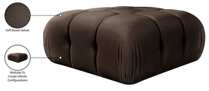 Meridian Furniture Orin Velvet Modular Ottoman with Linkable Modules and Stain Resistant Fabric for Living Rooms Brown 671Brown-Ott