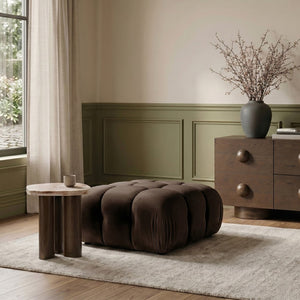 Meridian Furniture Orin Velvet Modular Ottoman with Linkable Modules and Stain Resistant Fabric for Living Rooms Brown 671Brown-Ott