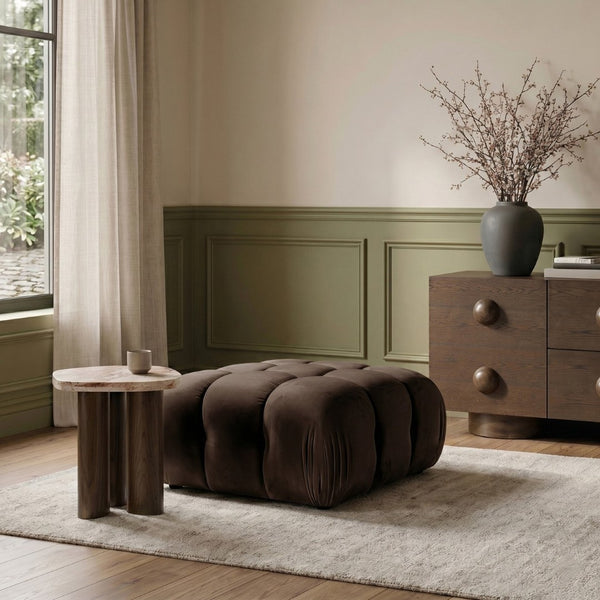 Meridian Furniture Orin Velvet Modular Ottoman with Linkable Modules and Stain Resistant Fabric for Living Rooms Brown 671Brown-Ott