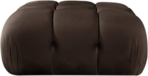 Meridian Furniture Orin Velvet Modular Ottoman with Linkable Modules and Stain Resistant Fabric for Living Rooms Brown 671Brown-Ott