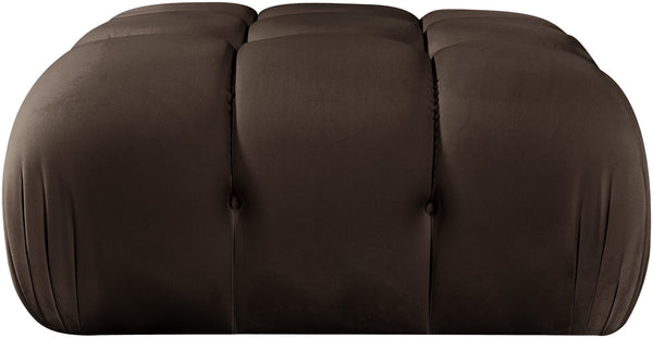 Meridian Furniture Orin Velvet Modular Ottoman with Linkable Modules and Stain Resistant Fabric for Living Rooms Brown 671Brown-Ott