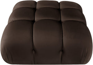 Meridian Furniture Orin Velvet Modular Ottoman with Linkable Modules and Stain Resistant Fabric for Living Rooms Brown 671Brown-Ott
