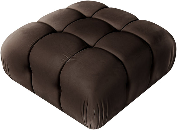 Meridian Furniture Orin Velvet Modular Ottoman with Linkable Modules and Stain Resistant Fabric for Living Rooms Brown 671Brown-Ott