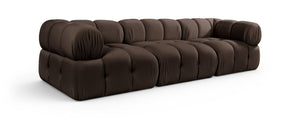 Meridian Furniture Orin Three Piece Modular Sofa in Brown Velvet Performance Fabric for Living Rooms 671Brown-S3A