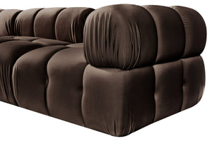 Meridian Furniture Orin Three Piece Modular Sofa in Brown Velvet Performance Fabric for Living Rooms 671Brown-S3A