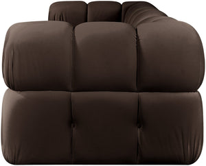 Meridian Furniture Orin Three Piece Modular Sofa in Brown Velvet Performance Fabric for Living Rooms 671Brown-S3A