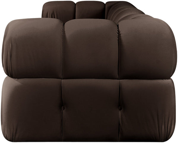Meridian Furniture Orin Three Piece Modular Sofa in Brown Velvet Performance Fabric for Living Rooms 671Brown-S3A