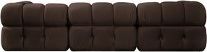 Meridian Furniture Orin Three Piece Modular Sofa in Brown Velvet Performance Fabric for Living Rooms 671Brown-S3A