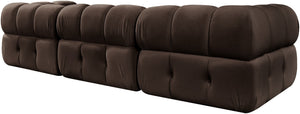 Meridian Furniture Orin Three Piece Modular Sofa in Brown Velvet Performance Fabric for Living Rooms 671Brown-S3A