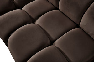 Meridian Furniture Orin Three Piece Modular Sofa in Brown Velvet Performance Fabric for Living Rooms 671Brown-S3A