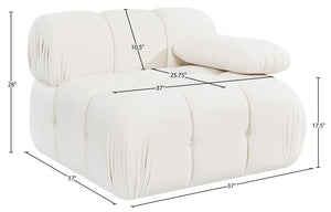 Meridian Furniture Orin Modular Lounge Chair Plush Velvet Upholstery with Repositionable Arm for Living Rooms Cream 671Cream-Chair