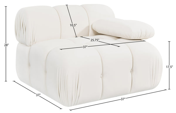 Meridian Furniture Orin Modular Lounge Chair Plush Velvet Upholstery with Repositionable Arm for Living Rooms Cream 671Cream-Chair