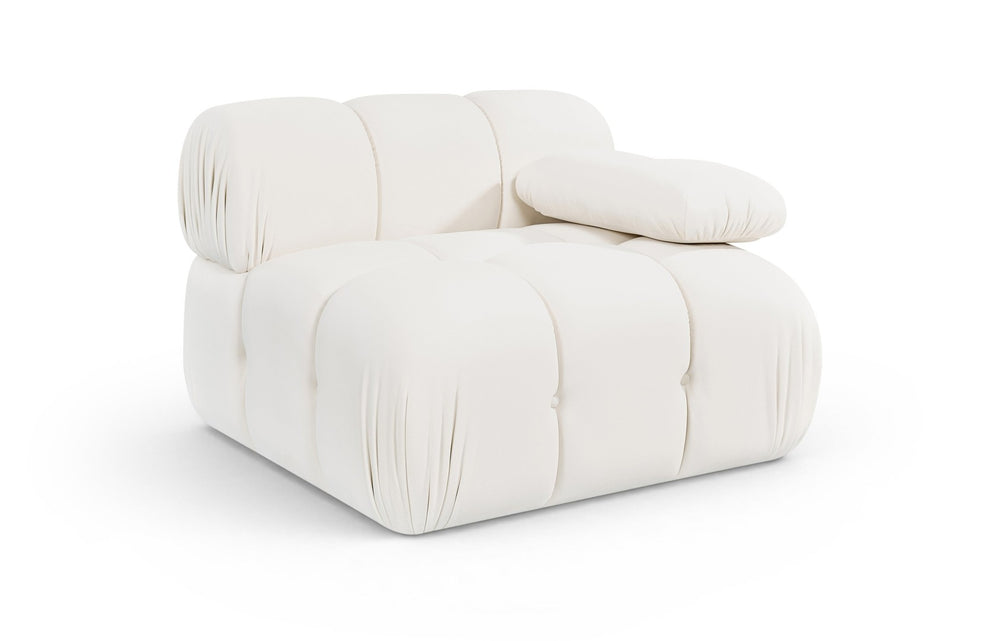 Meridian Furniture Orin Modular Lounge Chair Plush Velvet Upholstery with Repositionable Arm for Living Rooms Cream 671Cream-Chair