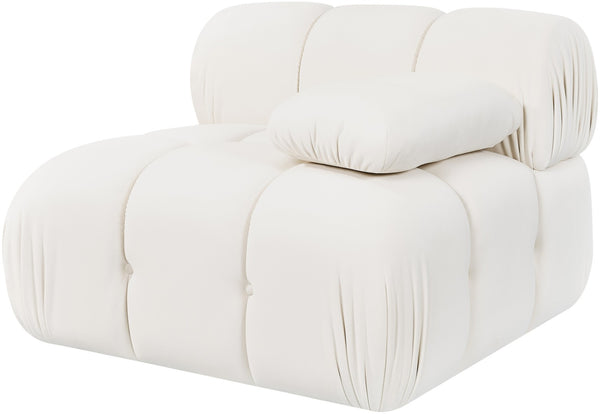 Meridian Furniture Orin Modular Lounge Chair Plush Velvet Upholstery with Repositionable Arm for Living Rooms Cream 671Cream-Chair